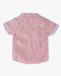 Frendz Red Color Boys Striped Regular Fit Shirt Size 12 To 18 Months