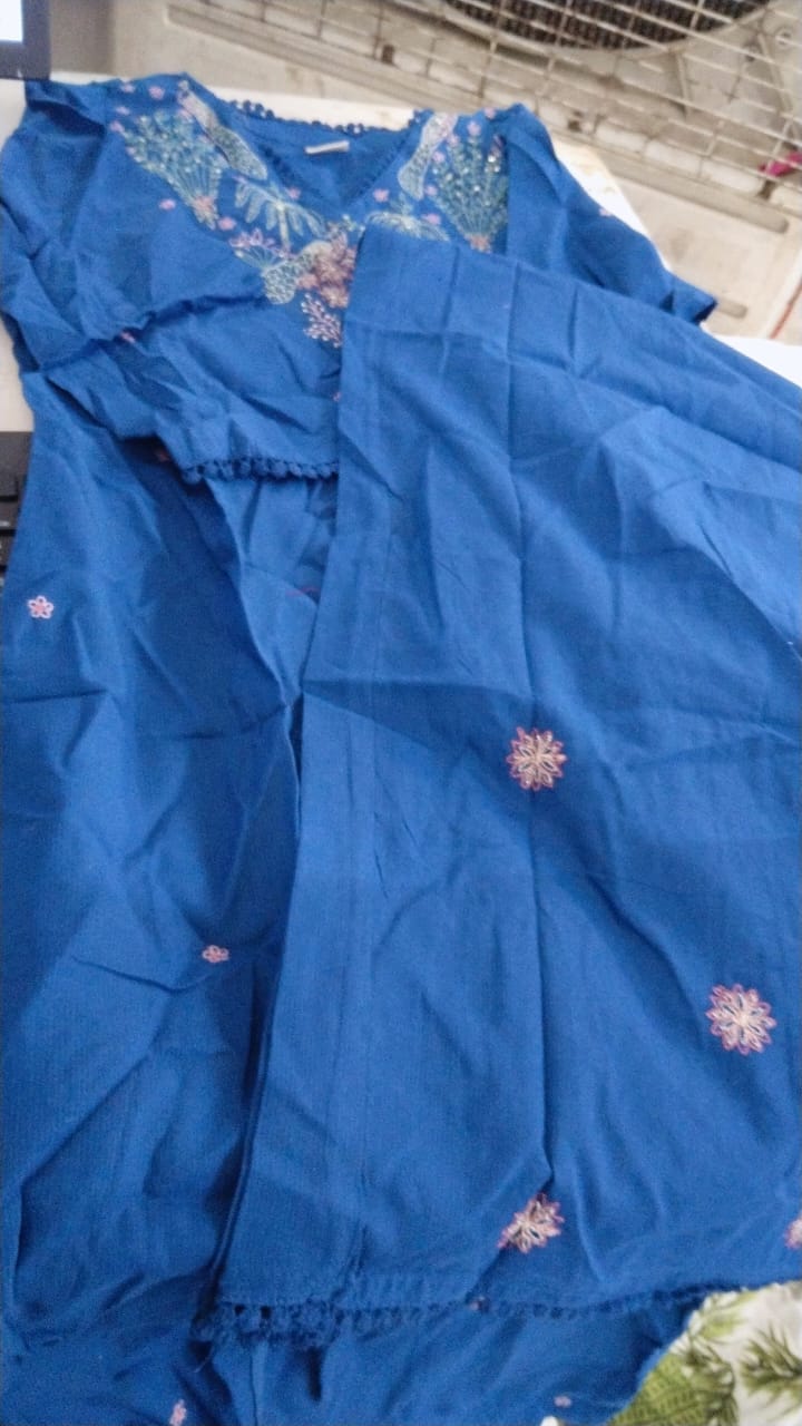 Aashvi Couture Peacock Color Embroidery Palazzo Set For Women Size 38