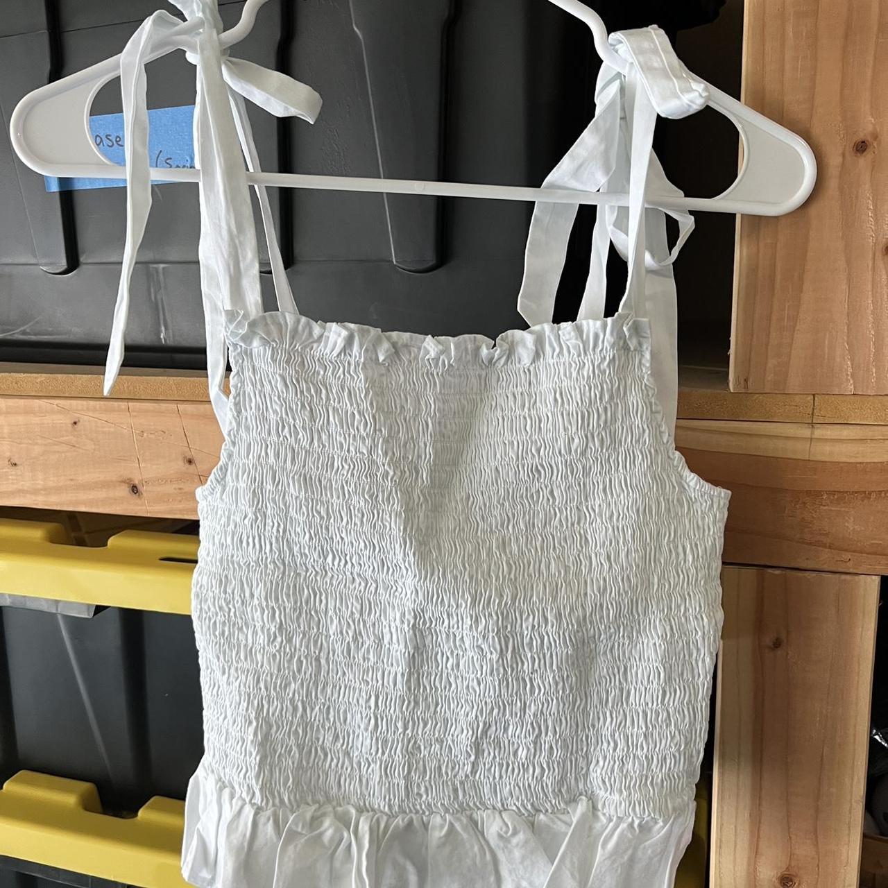 H And M FrillTrimmed Strappy Vest Top White Size S