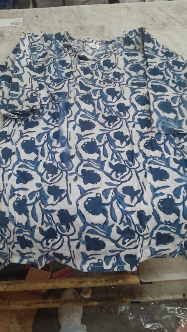 White And Blue Colour Short Kurti For Women Size 38