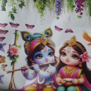 Sticker Studio Religious Little Radha Krishna Butterflies Birds Wall Sticker Home