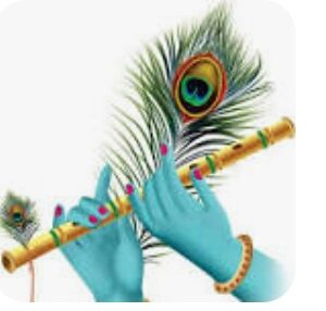 Sky Flying Blue Krishna Flute In Hand Wall Sticker