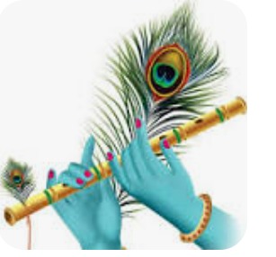 Sky Flying Blue Krishna Flute In Hand Wall Sticker