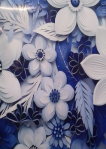 Blue Printed Wallpaper 1Mtr Pack Of 3