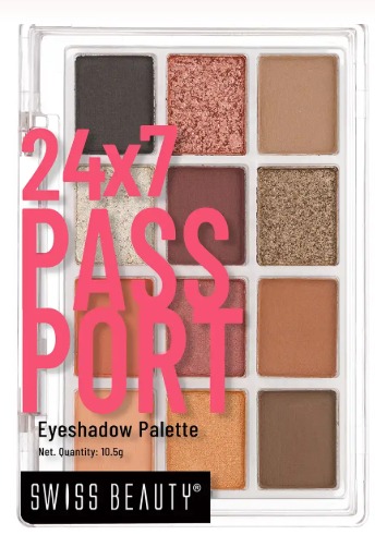 Swiss Beauty 247 Passport Eyeshadow Palette For Eyes 10 Point 5G