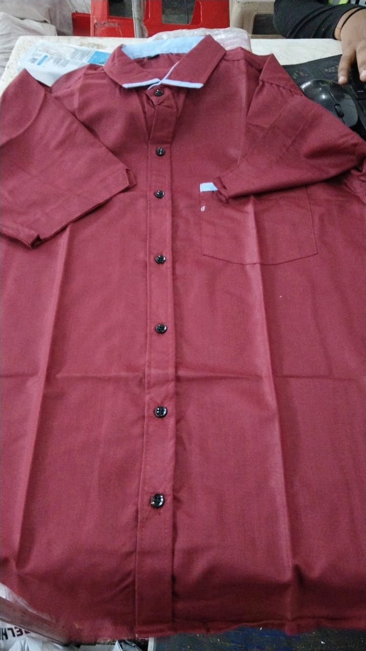 Maroon Color Half Sleeves Shirt For Men Size M