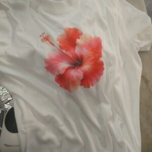 Women White Flower Print T Shirt Size S
