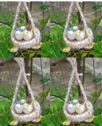 Artificial Birds Nest Hanging Made Of Natural Grass Bird Home Decor Pack Of 4