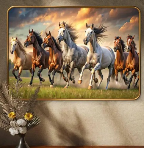1Artofcreation Premium Paintings Running Horse 50 Cm X 34 Cm Large Size