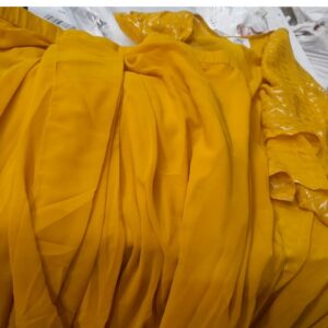 Mabish By Sonal Jain Geometric Pattern Shrug With Skirt Set Yellow Size Xxl