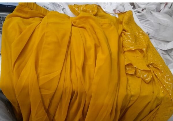 Mabish By Sonal Jain Geometric Pattern Shrug With Skirt Set Yellow Size Xxl