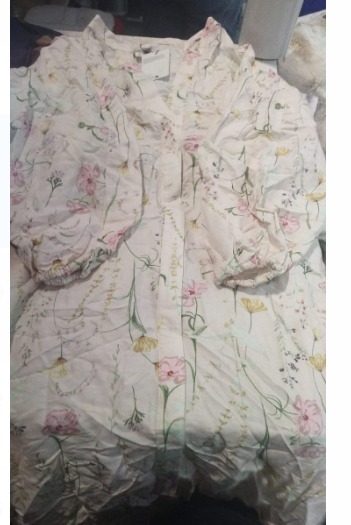 H And M Cream Colour Printed A Lining Dress For Women Size M