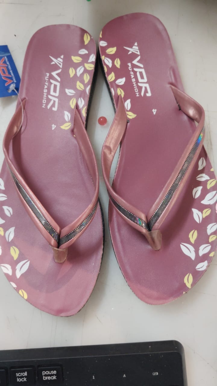 Women Maroon Color Slippers Size 4