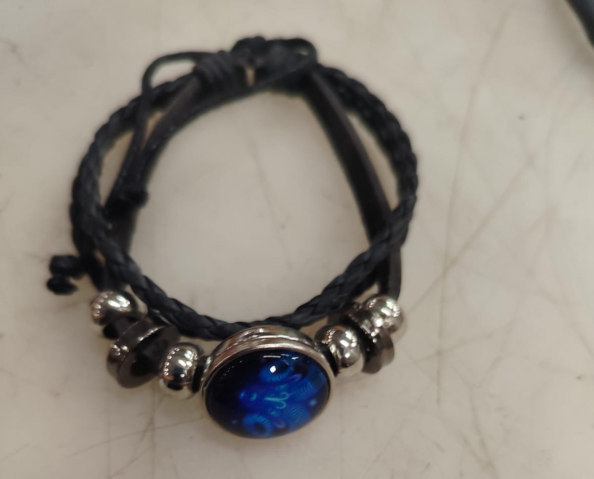 Black Leather Bracelet Adjustable