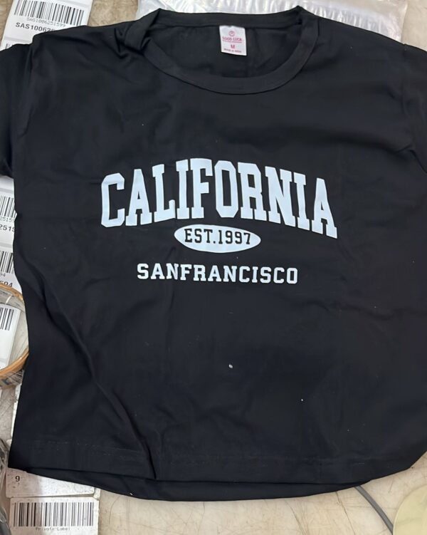 Women Black Colour Printed T Shirt Size M