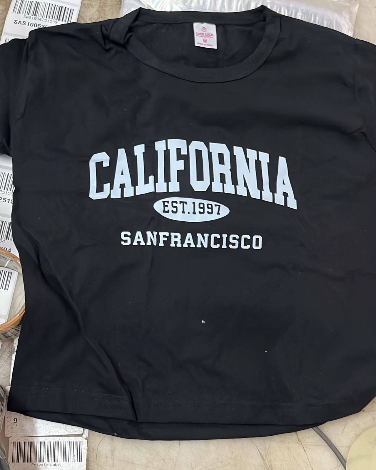 Women Black Colour Printed T Shirt Size M