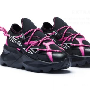 7 10 Womens Black Hot Pink Chunky Shoes Size 6