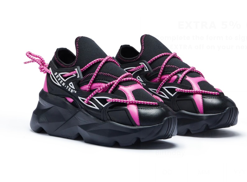 7 10 Womens Black Hot Pink Chunky Shoes Size 6
