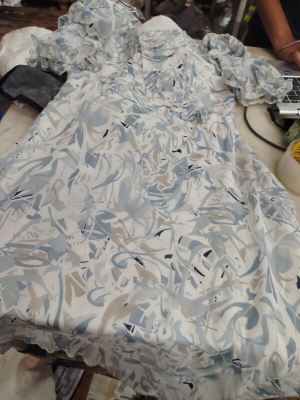 White And Grey Printed Dress For Women Size S