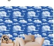 Blue Cloudy Design Vinyl For Wall Size 40 X 300 Cm Pack Of 4