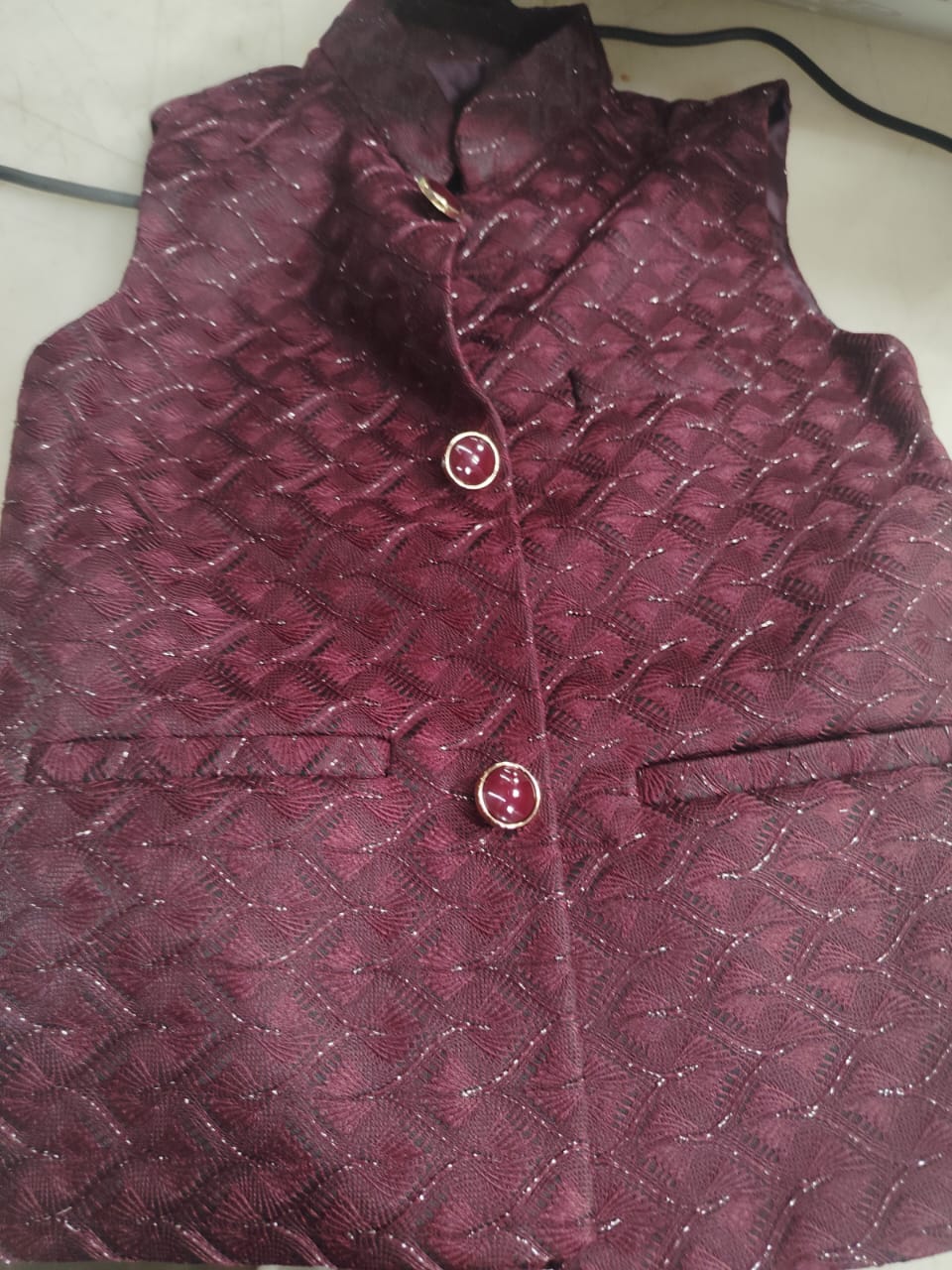 Wine Color Sleeveless Blazer For Kids Boys Size 4Y