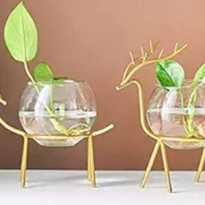 Unique Art Glass Planter Holder Deer Set Of 2