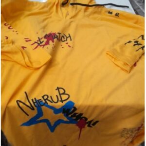 Mens Cotton Hooded T Shirt Yellow Size Xl
