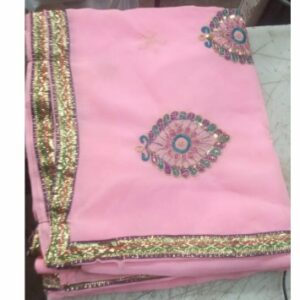 Womens Embroidered Saree Pink
