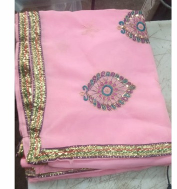 Womens Embroidered Saree Pink