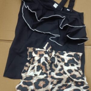Crayonflakes Girls Floral Printed Pure Cotton Top With Shorts Black Size 4 To 5 Y