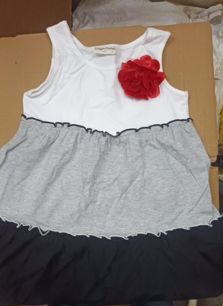 Crayonflakes Girls Sleeveless Casual Knee Length White Pink Dress Size 4 To 5 Y