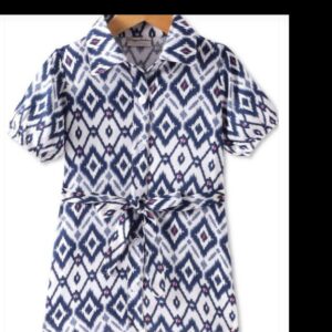 Crayonflakes White Black Print Shirt Dress For Girls Size 4 To 5 Y