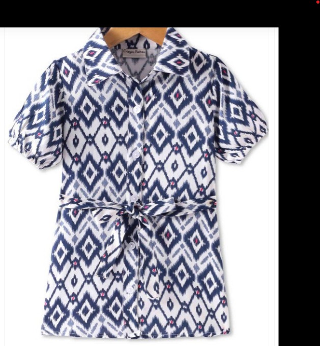 Crayonflakes White Black Print Shirt Dress For Girls Size 4 To 5 Y