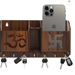 Wooden Wall 7 Key Holder Om Swastik