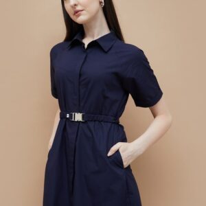 Code Classic Solid Shirt Dress Blue For Women Size L