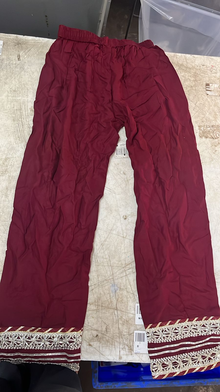 Women Red And Golden Colour Palazzo Size Xl