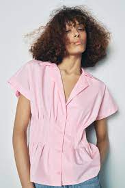 Zara Fitted Shirt Pink Colour For Women Size S