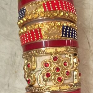 Women Red Colour Fancy Chura Set 2Point6 Size