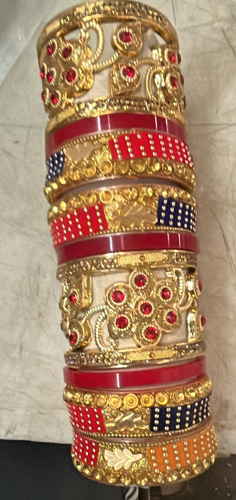 Women Red Colour Fancy Chura Set 2Point6 Size