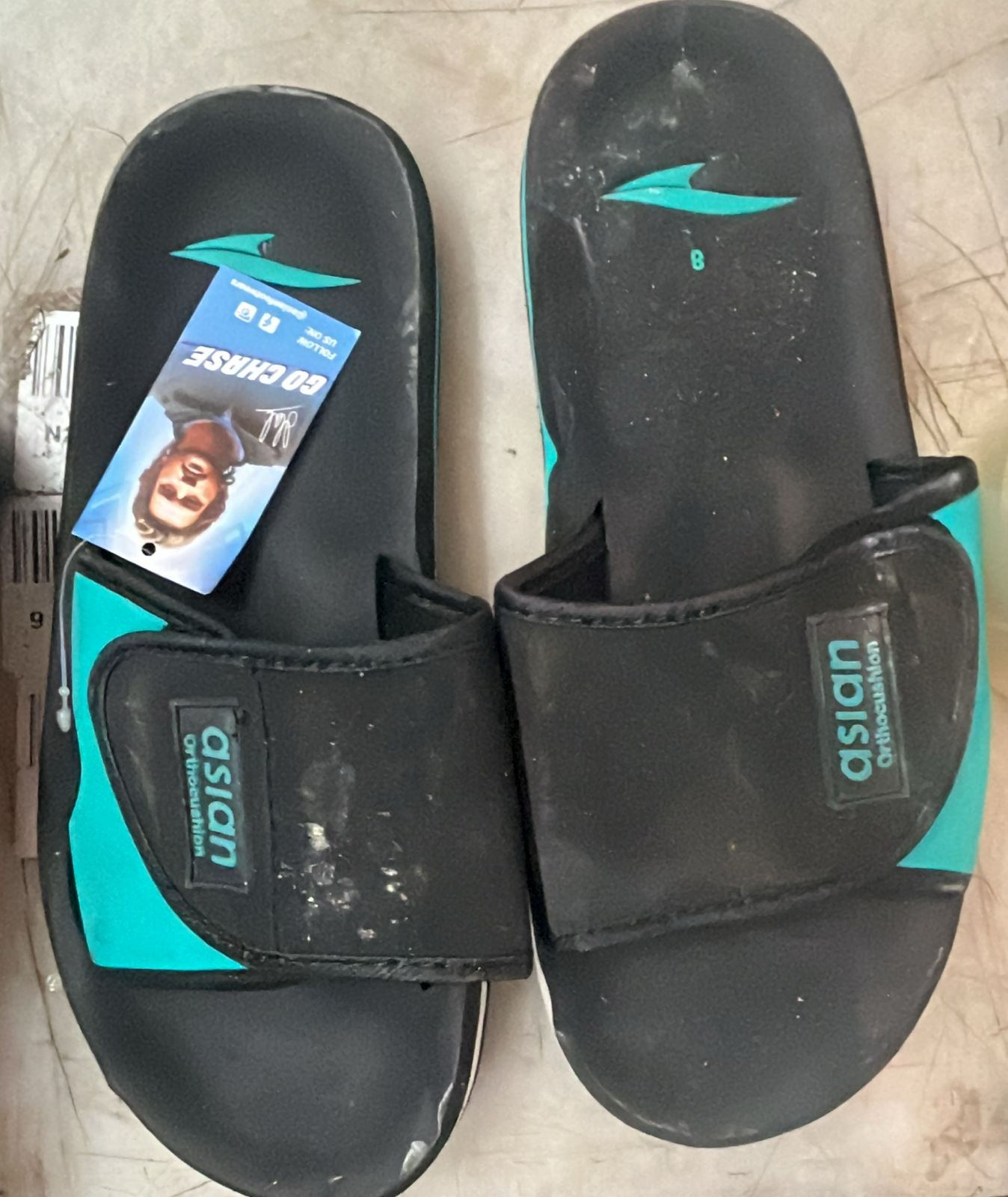 Asian MenS Casual Flip Flop Slippers Black And Green Colour Size 8