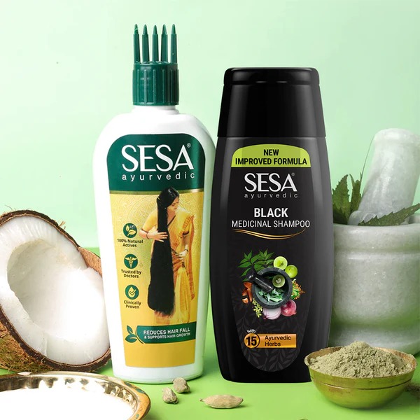 Sesa Ayurvedic Medicinal Hair Oil 100Ml With Sesa Ayurvedic Shampoo 50Ml Free