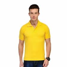 Yellow Plain Polo T Shirt For Men Size L