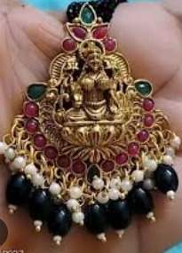 Black And Golden Colour Laxmi Pendant