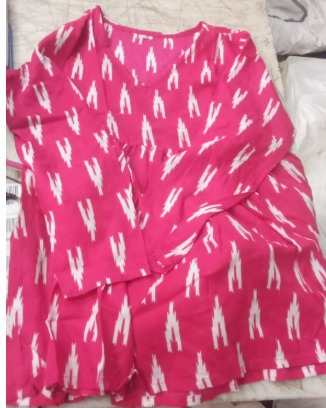 Womens Pink Printed Cotton Top Size S