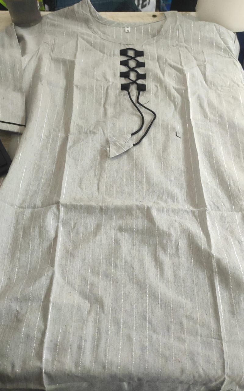 Grey Color Striped Kurti For Women Size 38