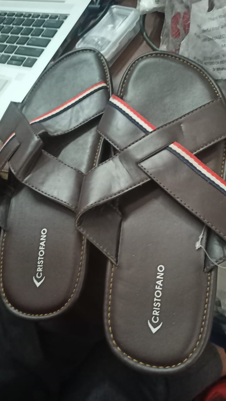 Cristofano CrissCross Strap Slide Size 10 Color Brown