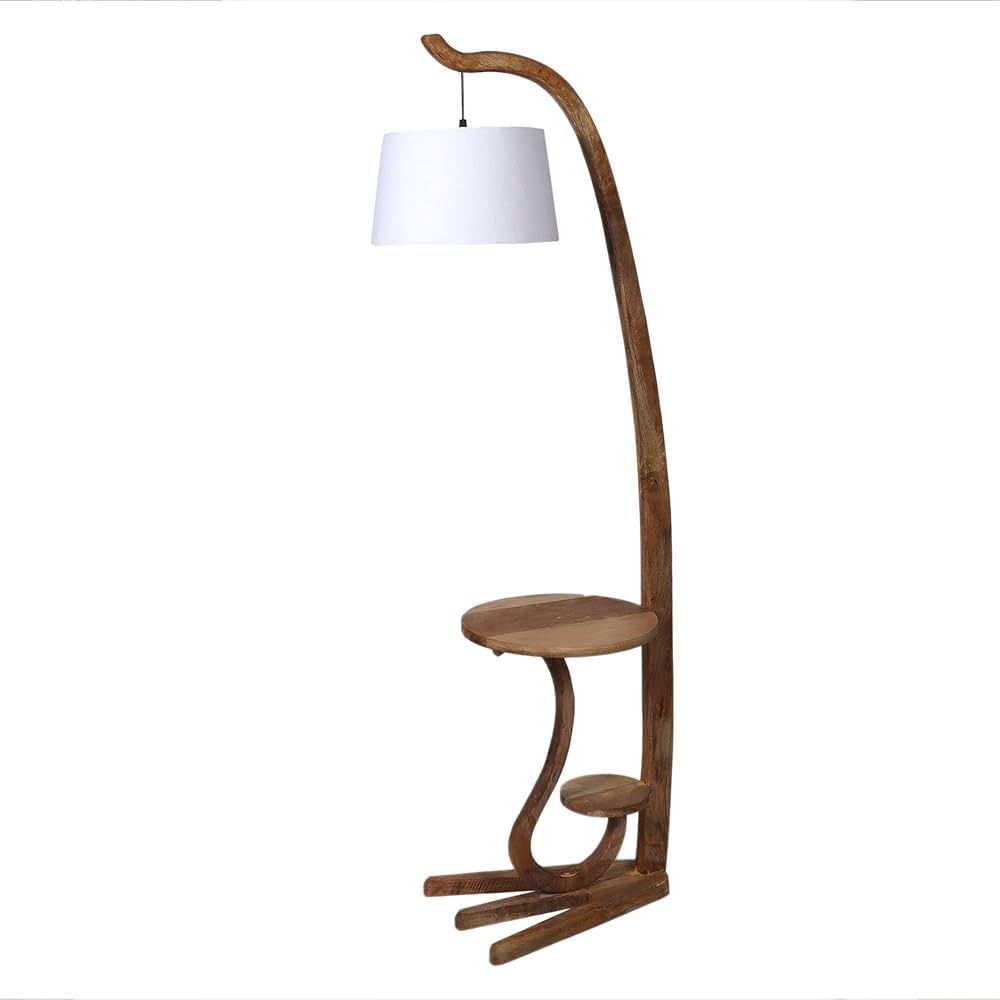 Sapphire E27 2Pin Solid Wood And Cotton White Shade Floor Lamp