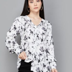 Lifestyle And Black And White Printed Shirt For Women Size 14