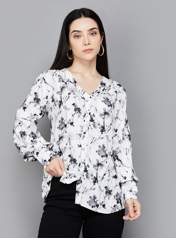 Lifestyle And Black And White Printed Shirt For Women Size 14