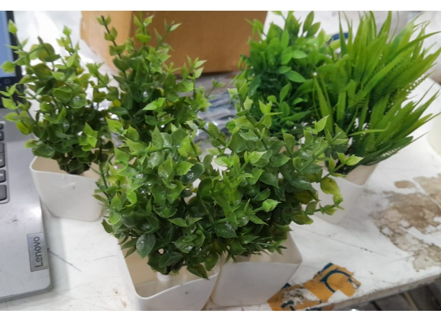 Artificial Flower Pot Set Of 6 Green